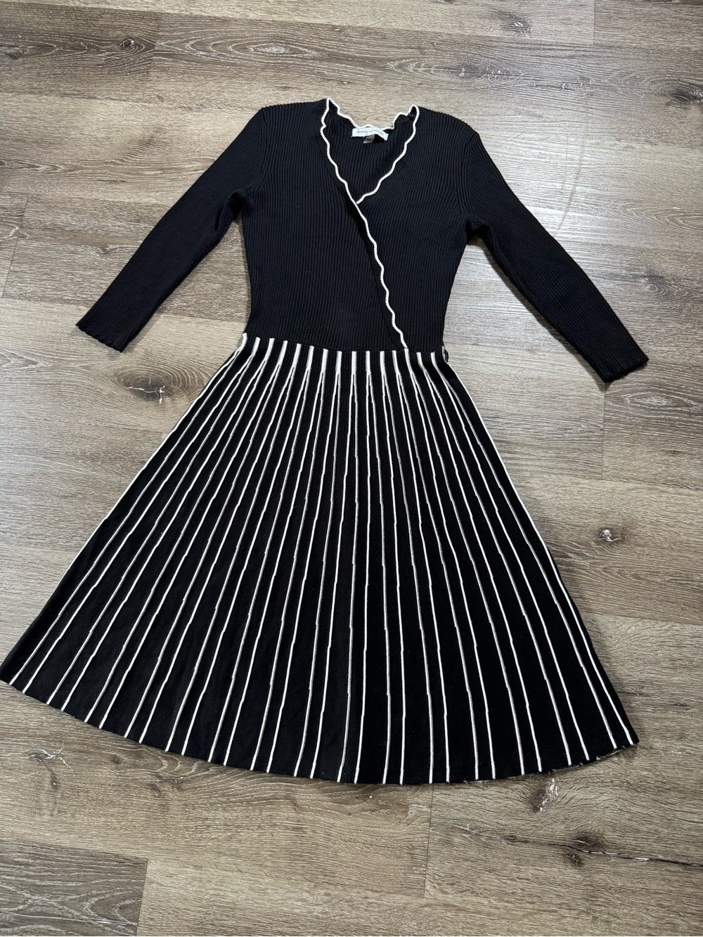 Danny & Nicole Black Dress with White Trim(188)